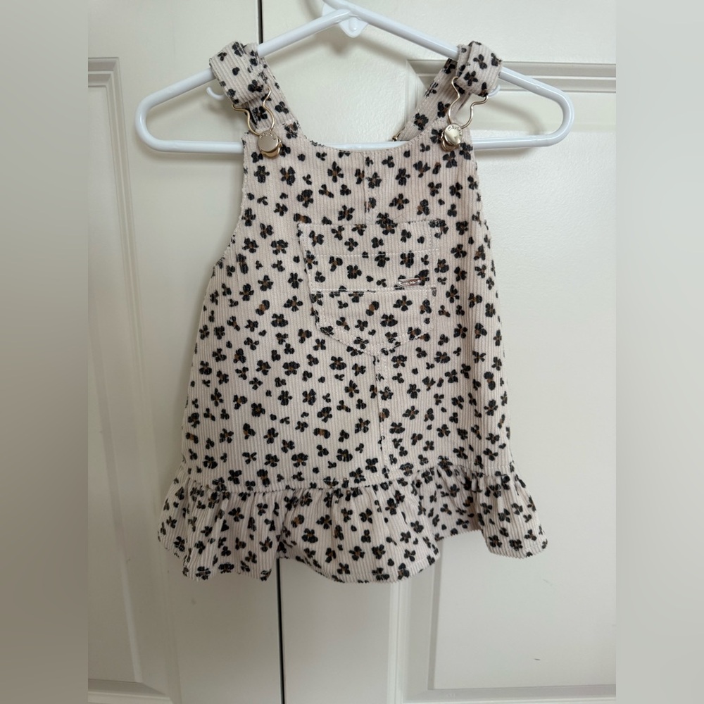 Mayoral Cream and Black overall dress chickpea 6-9 mo